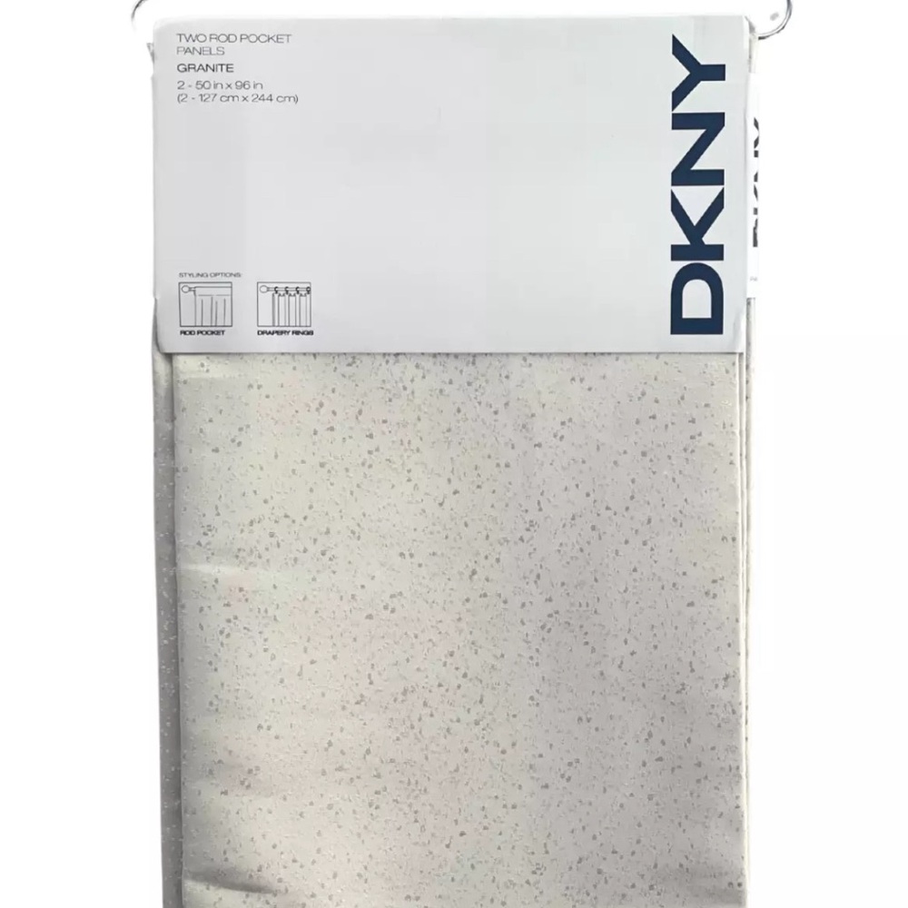 DKNY 50" x 96" Two GRANITE Rod Pocket Designer Window Curtains Panels Drapes NEW
